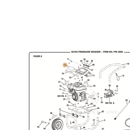 ECHO part YH653000950 — IPL diagram snippet (6x zoom, amber highlight)