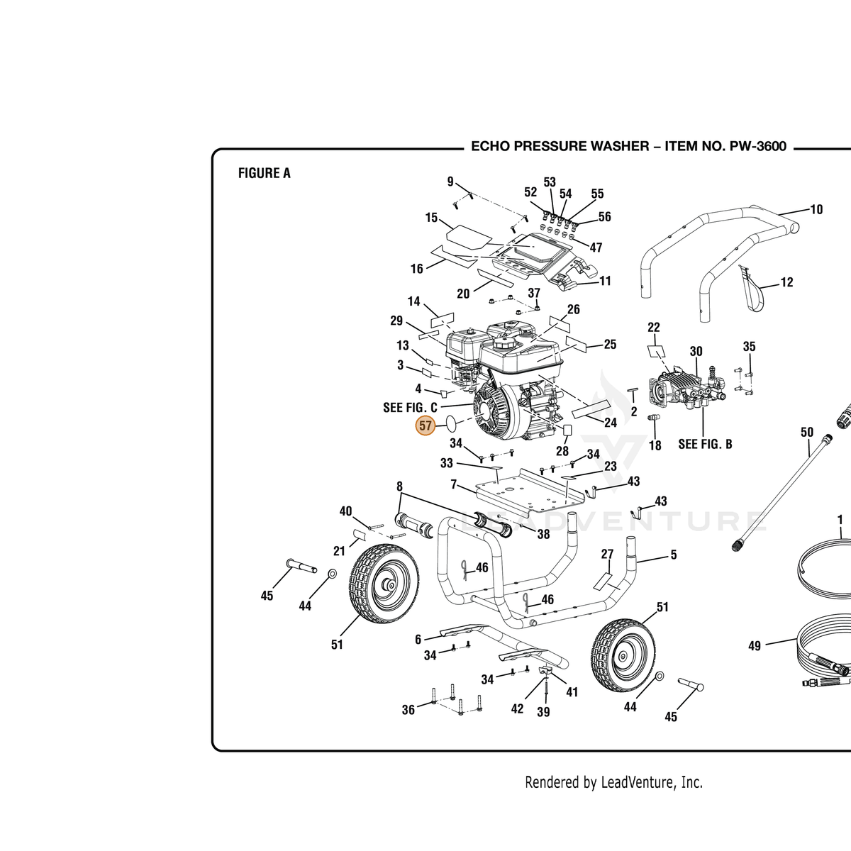 ECHO part YH653000980 — IPL diagram snippet (6x zoom, amber highlight)