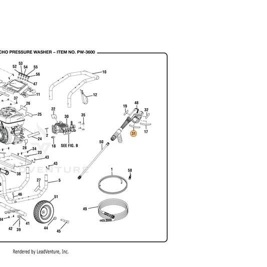 ECHO part YH653000990 — IPL diagram snippet (6x zoom, amber highlight)