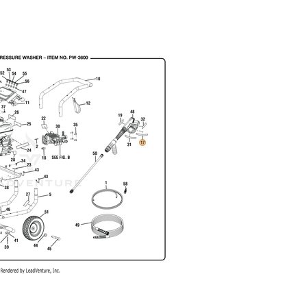 ECHO part YH653001010 — IPL diagram snippet (6x zoom, amber highlight)