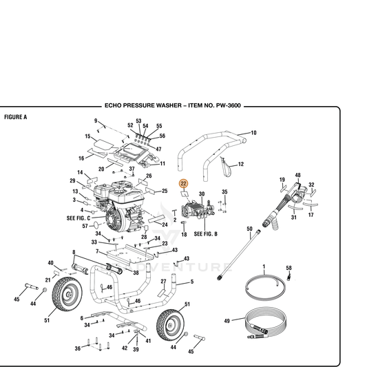 ECHO part YH653001020 — IPL diagram snippet (6x zoom, amber highlight)