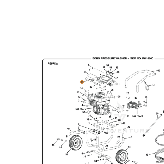 ECHO part YH653001030 — IPL diagram snippet (6x zoom, amber highlight)