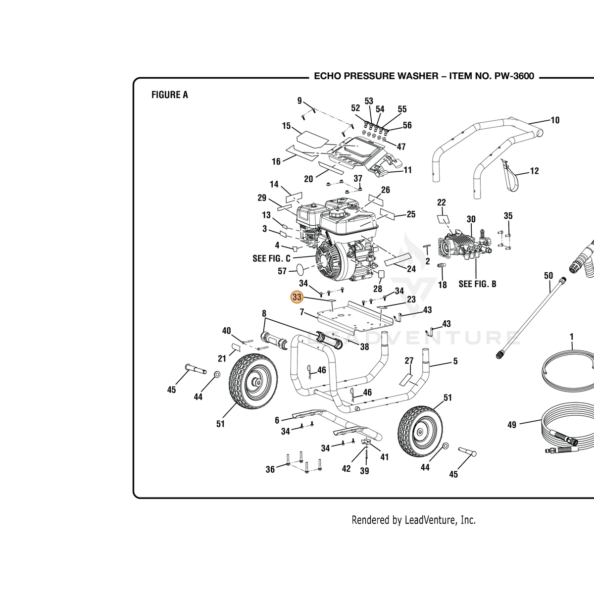 ECHO part YH653001140 — IPL diagram snippet (6x zoom, amber highlight)