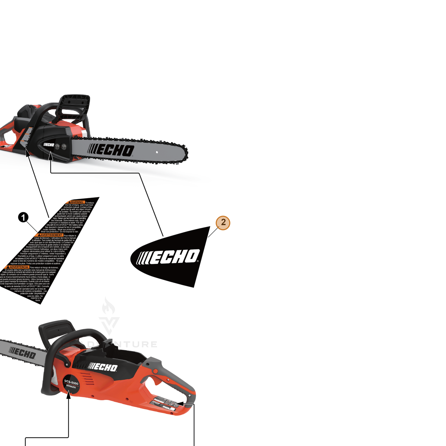 ECHO part YH653001280 — IPL diagram snippet (6x zoom, amber highlight)