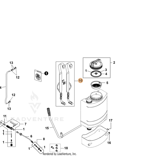 ECHO part YH750000010 — IPL diagram snippet (6x zoom, amber highlight)
