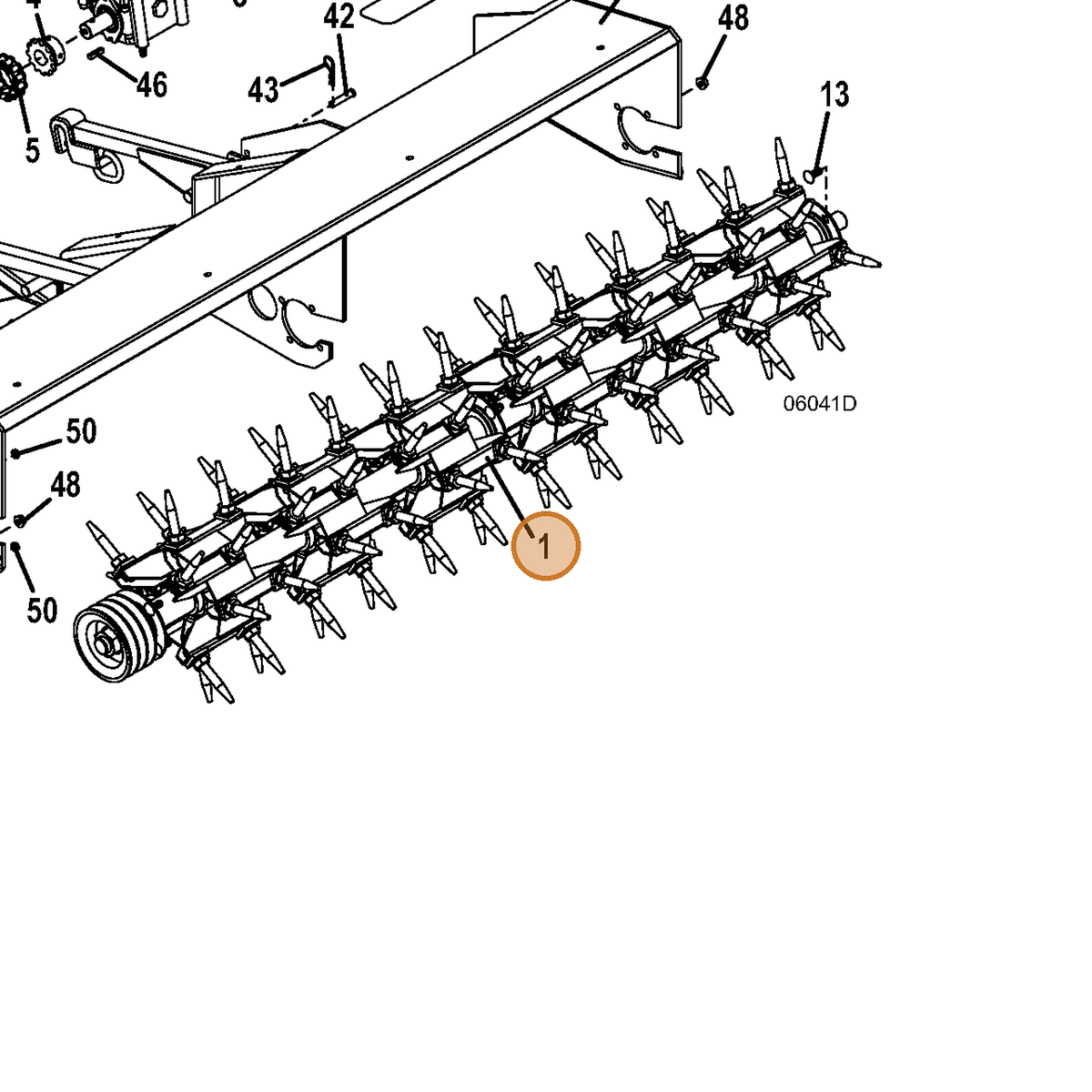 Grasshopper part 100052 — IPL diagram snippet (6x zoom, amber highlight)