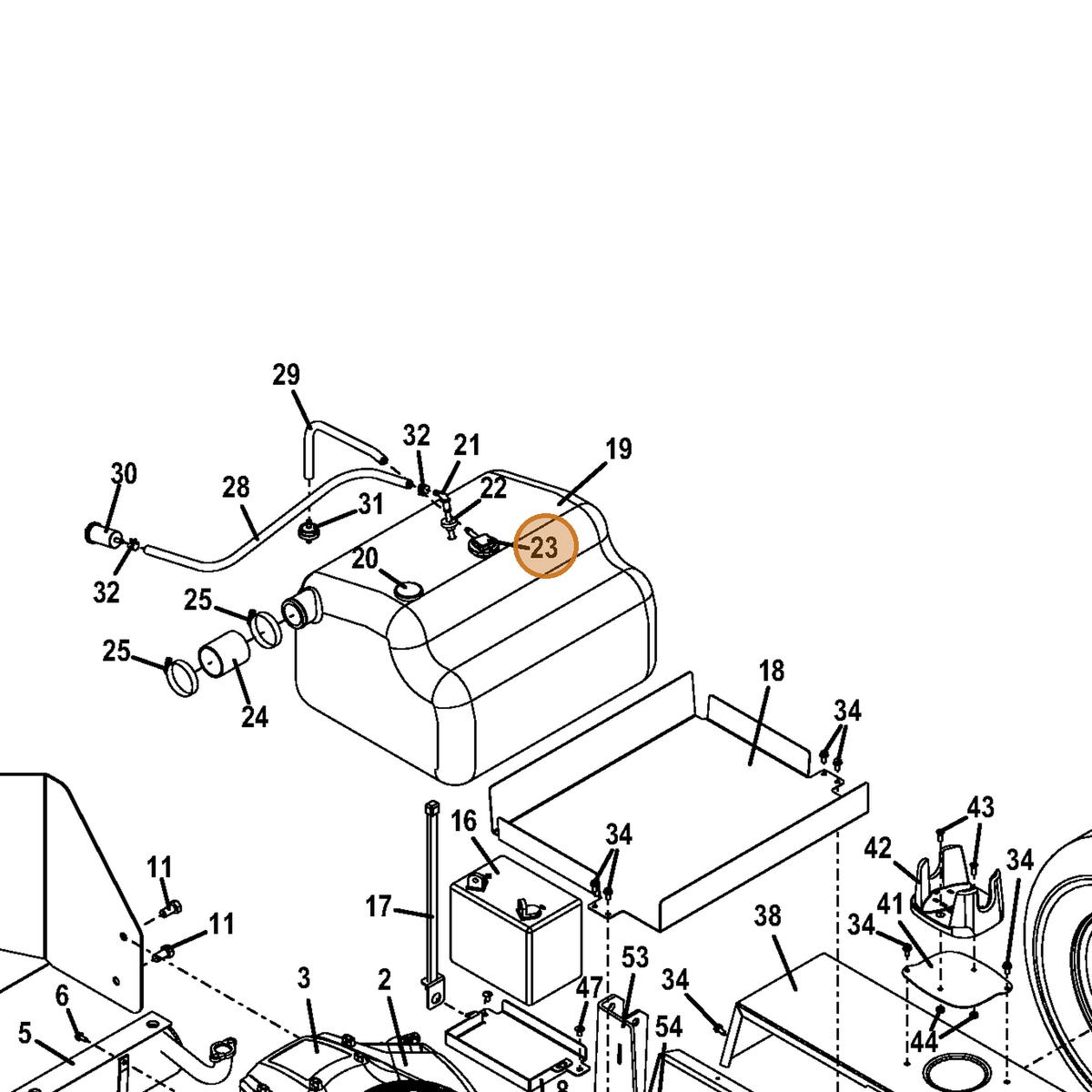 Grasshopper part 100215 — IPL diagram snippet (6x zoom, amber highlight)