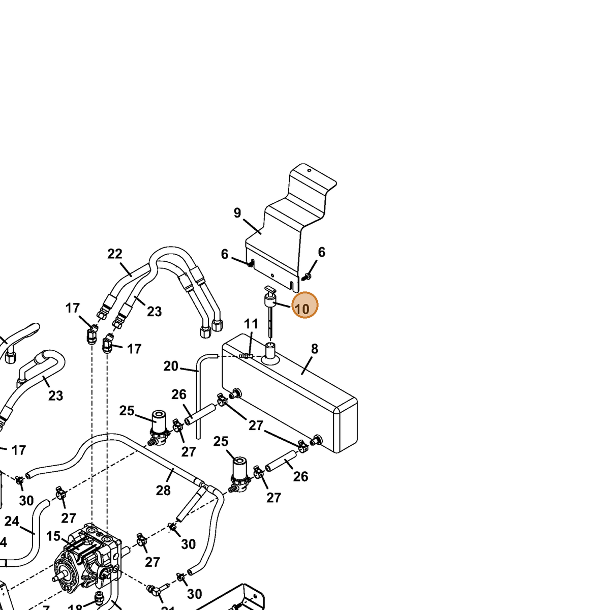 Grasshopper part 100728 — IPL diagram snippet (6x zoom, amber highlight)