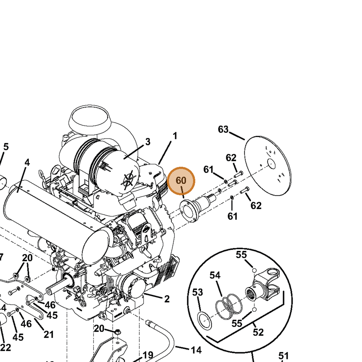 Grasshopper part 100787 — IPL diagram snippet (6x zoom, amber highlight)