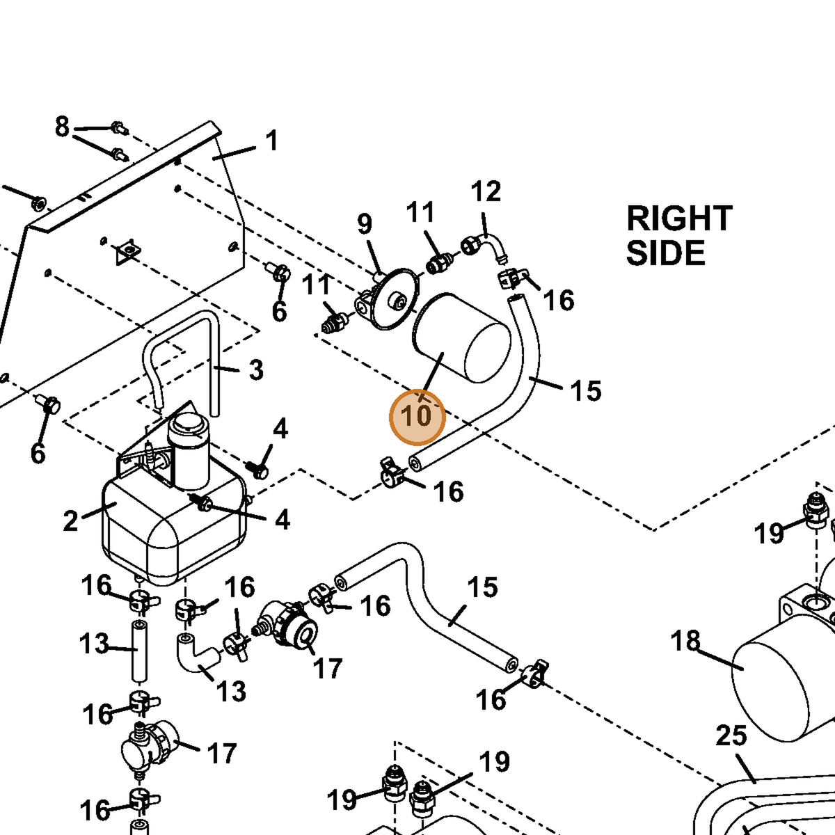 Grasshopper part 100855 — IPL diagram snippet (6x zoom, amber highlight)