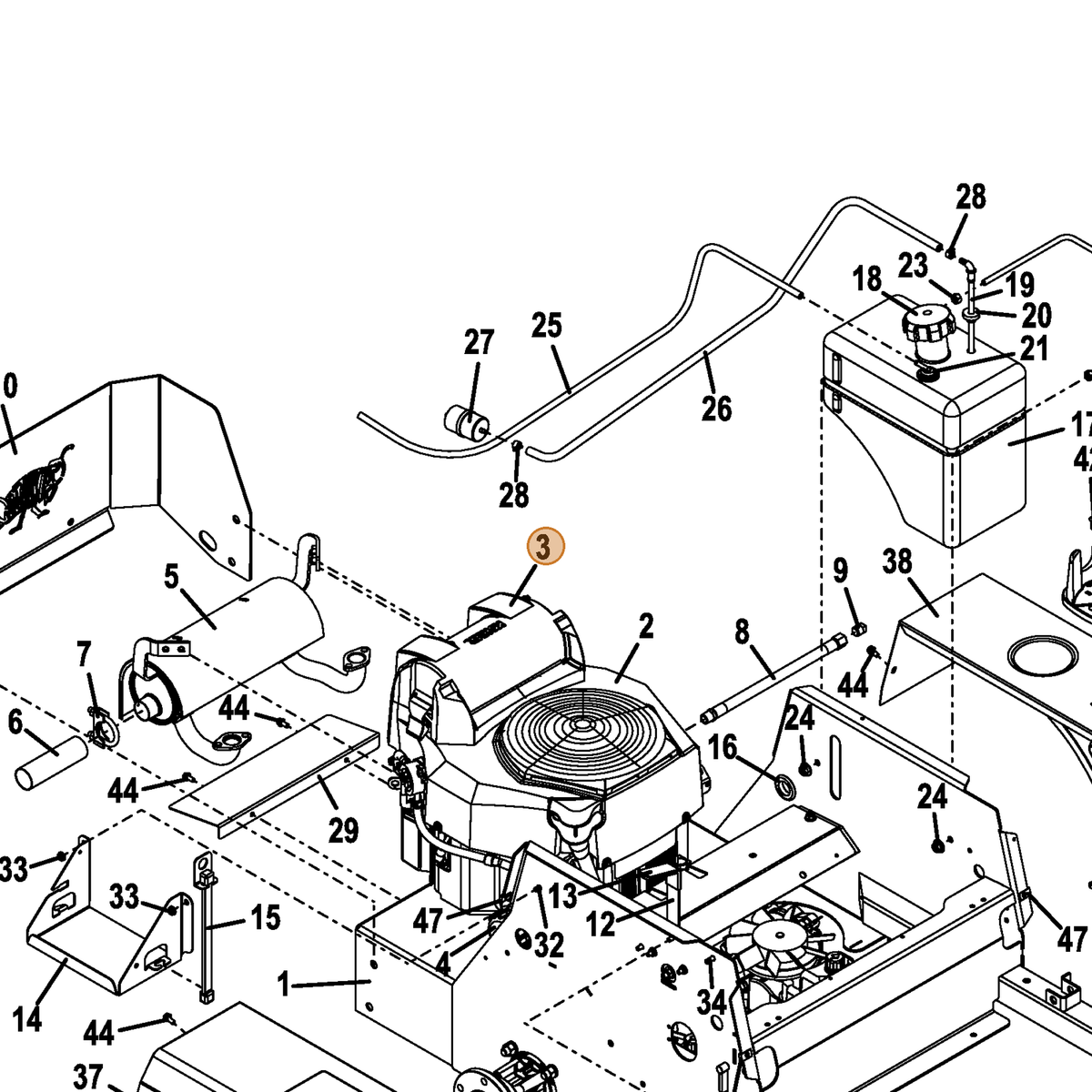 Grasshopper part 100916 — IPL diagram snippet (6x zoom, amber highlight)