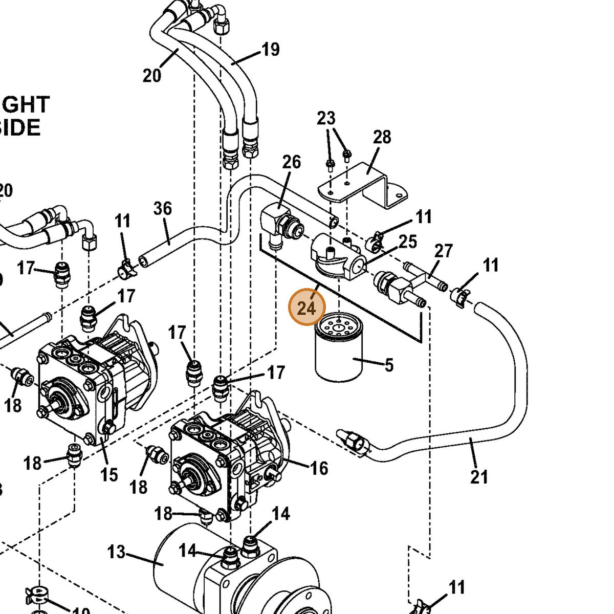 Grasshopper part 101021 — IPL diagram snippet (6x zoom, amber highlight)