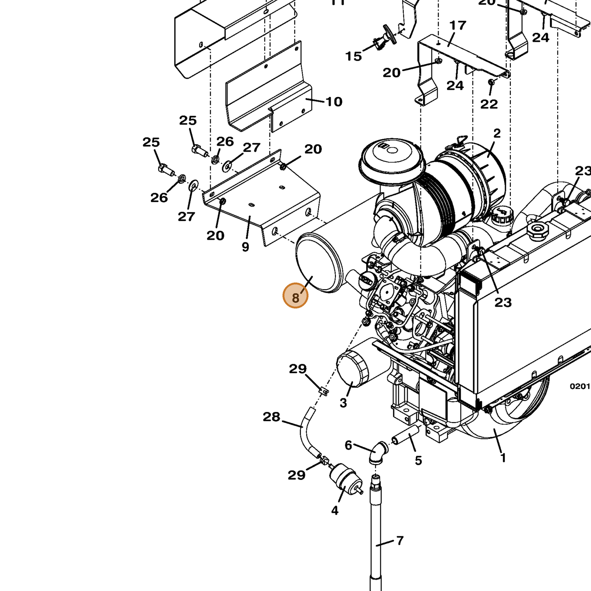 Grasshopper part 101041 — IPL diagram snippet (6x zoom, amber highlight)
