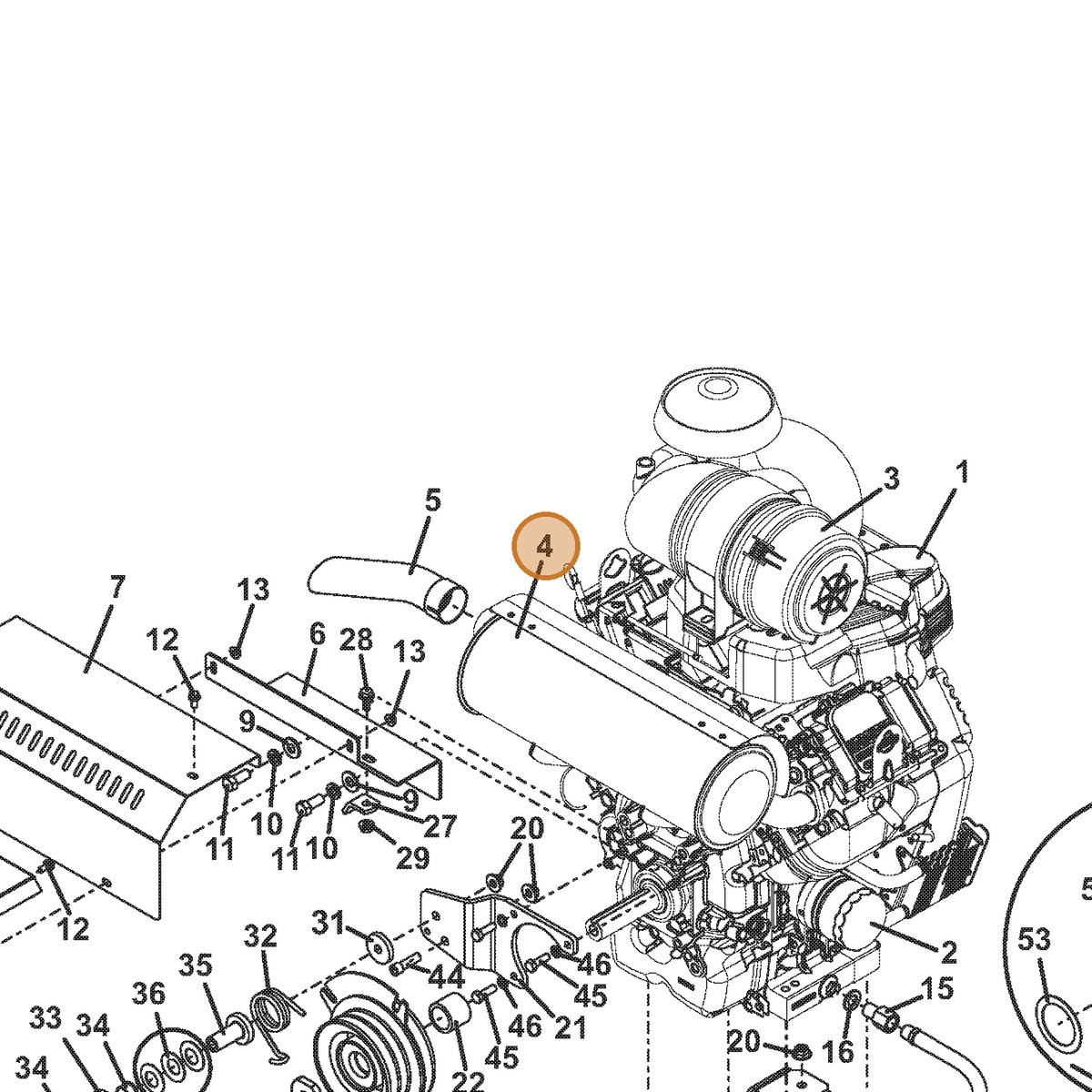 Grasshopper part 101044 — IPL diagram snippet (6x zoom, amber highlight)