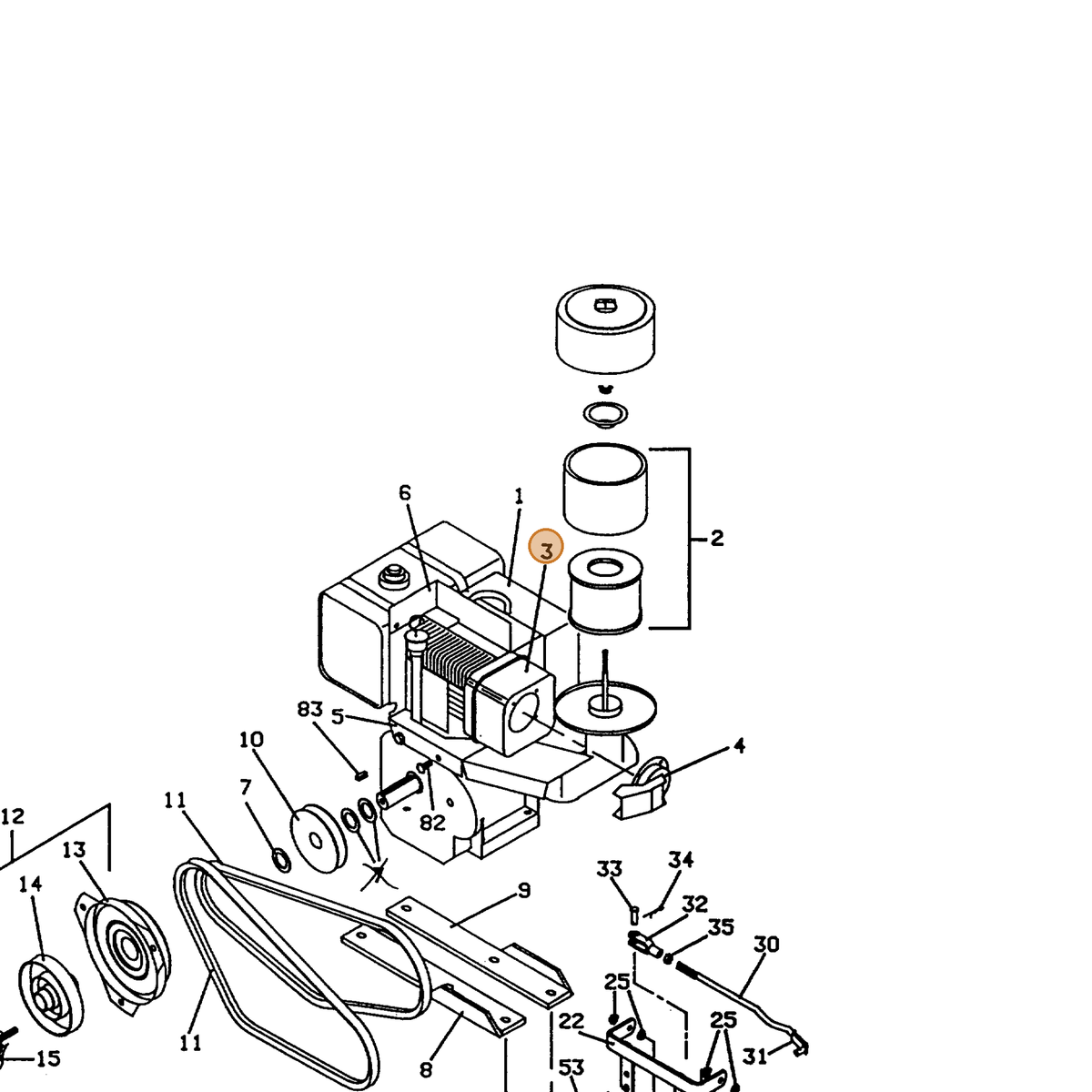 Grasshopper part 101195 — IPL diagram snippet (6x zoom, amber highlight)