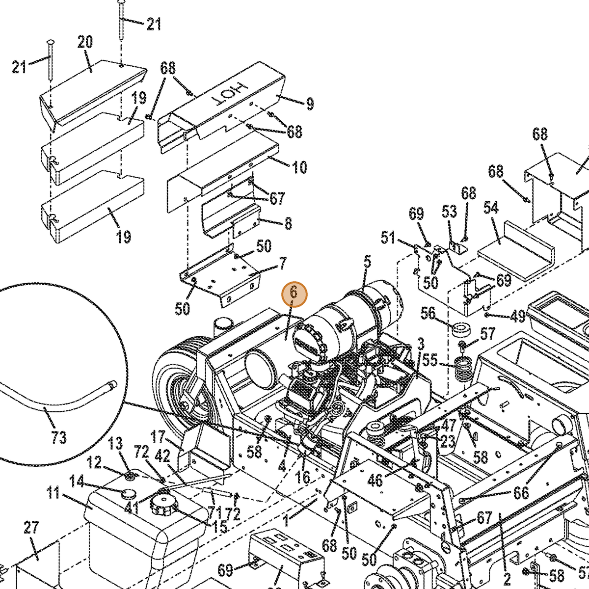 Grasshopper part 101216 — IPL diagram snippet (6x zoom, amber highlight)