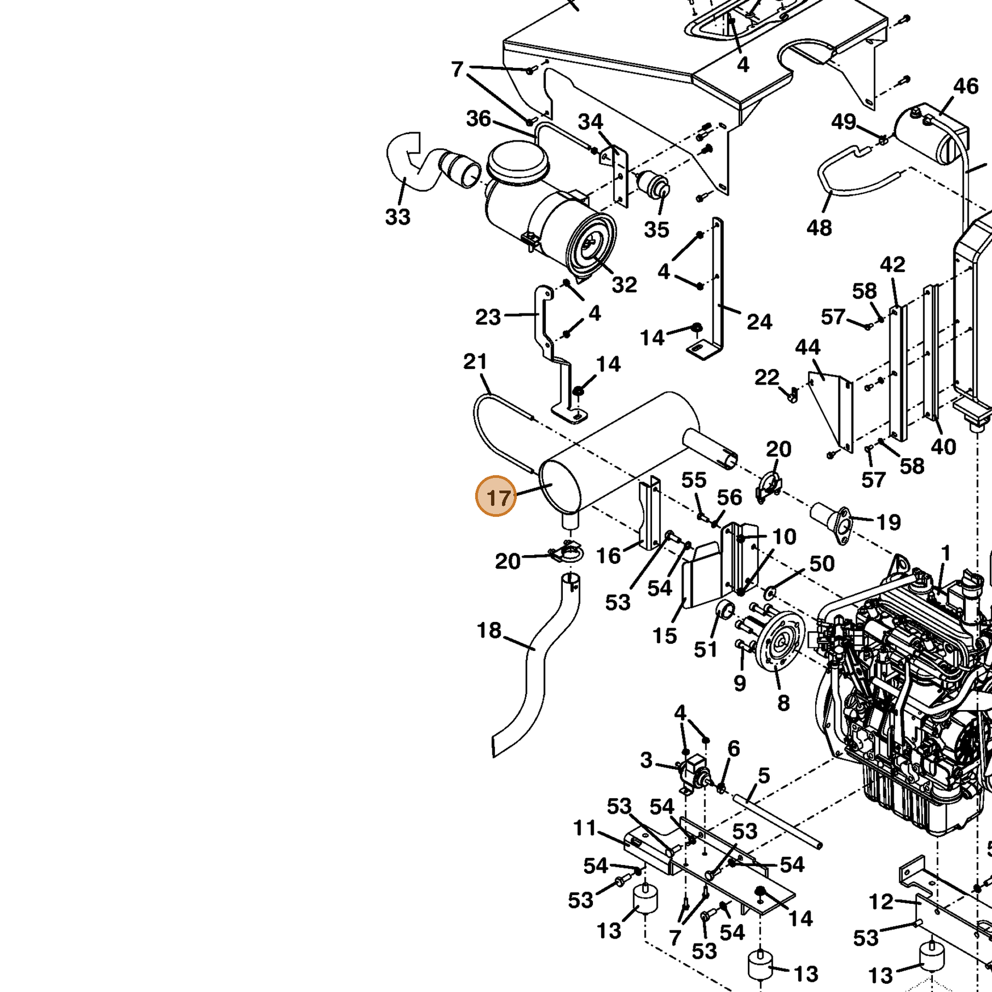 Grasshopper part 101234 — IPL diagram snippet (6x zoom, amber highlight)