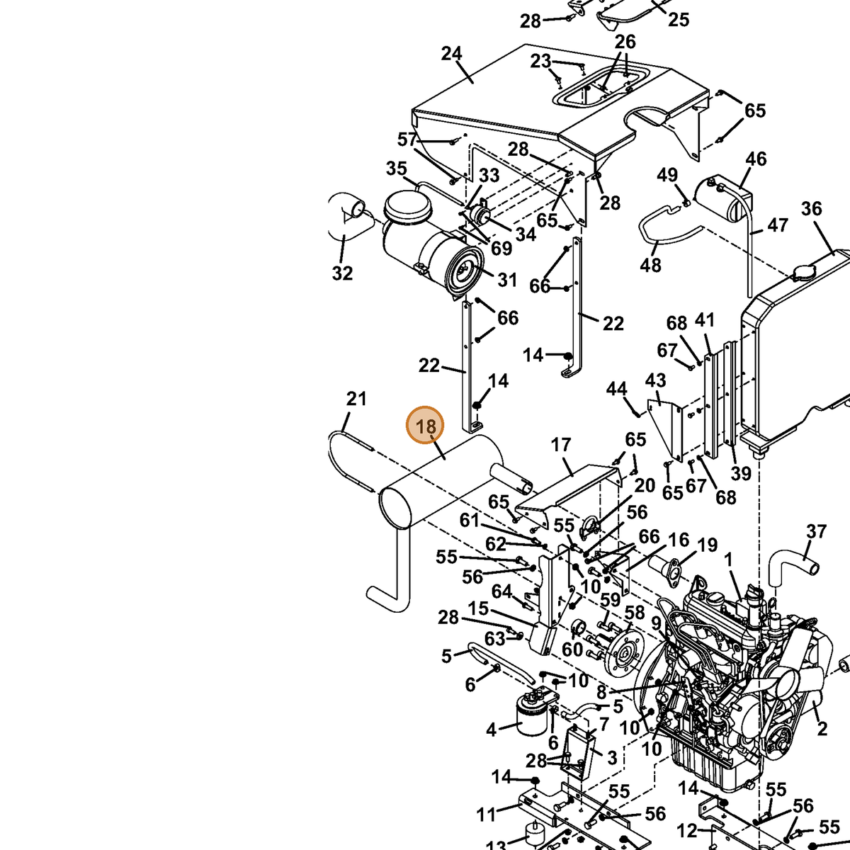 Grasshopper part 101384 — IPL diagram snippet (6x zoom, amber highlight)