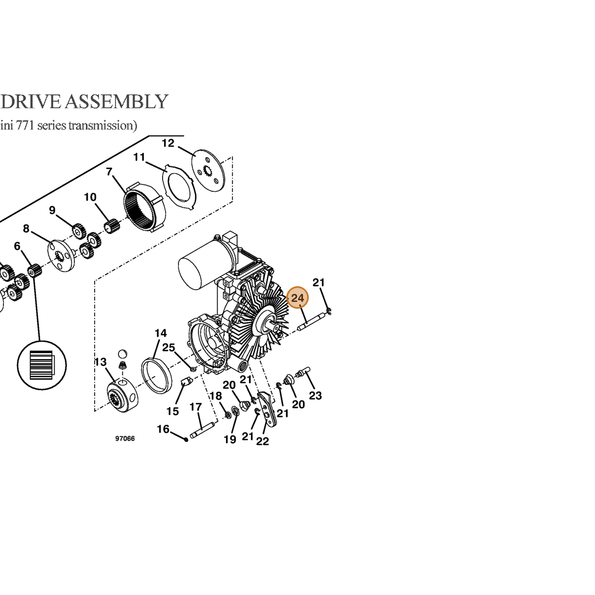 Grasshopper part 103724 — IPL diagram snippet (6x zoom, amber highlight)