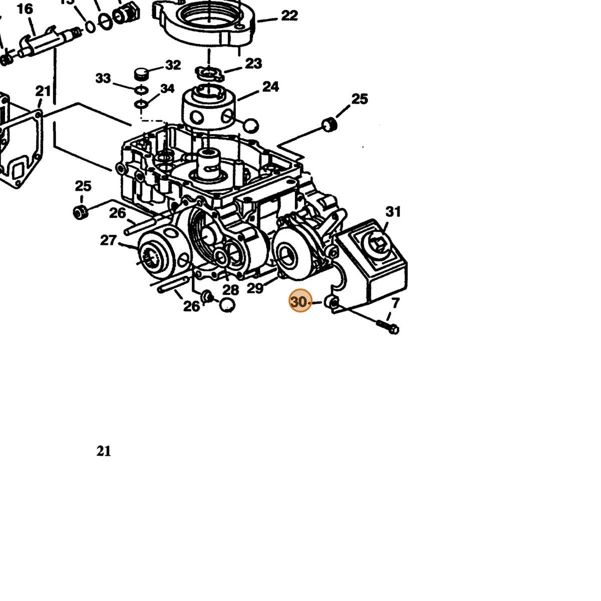 Grasshopper part 103767 — IPL diagram snippet (6x zoom, amber highlight)