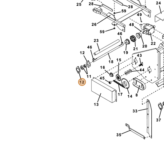 Grasshopper part 124510 — IPL diagram snippet (6x zoom, amber highlight)