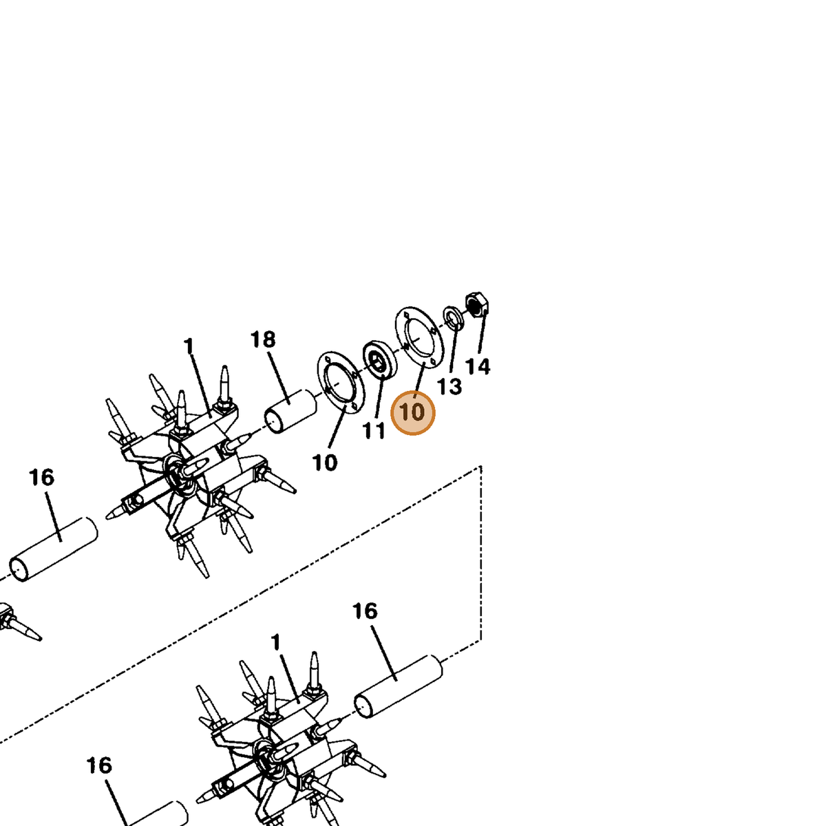 Grasshopper part 124535 — IPL diagram snippet (6x zoom, amber highlight)