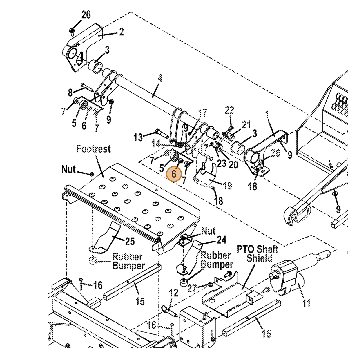 Grasshopper part 124900 — IPL diagram snippet (6x zoom, amber highlight)