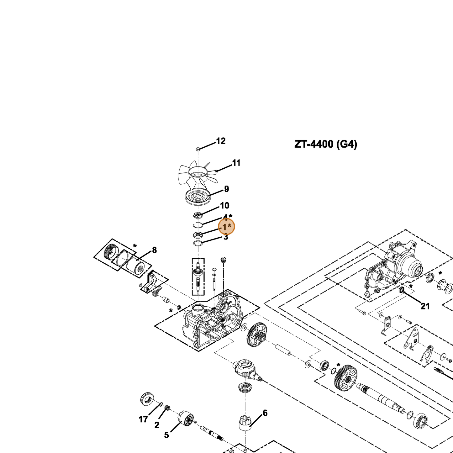 Grasshopper part 125363 — IPL diagram snippet (6x zoom, amber highlight)