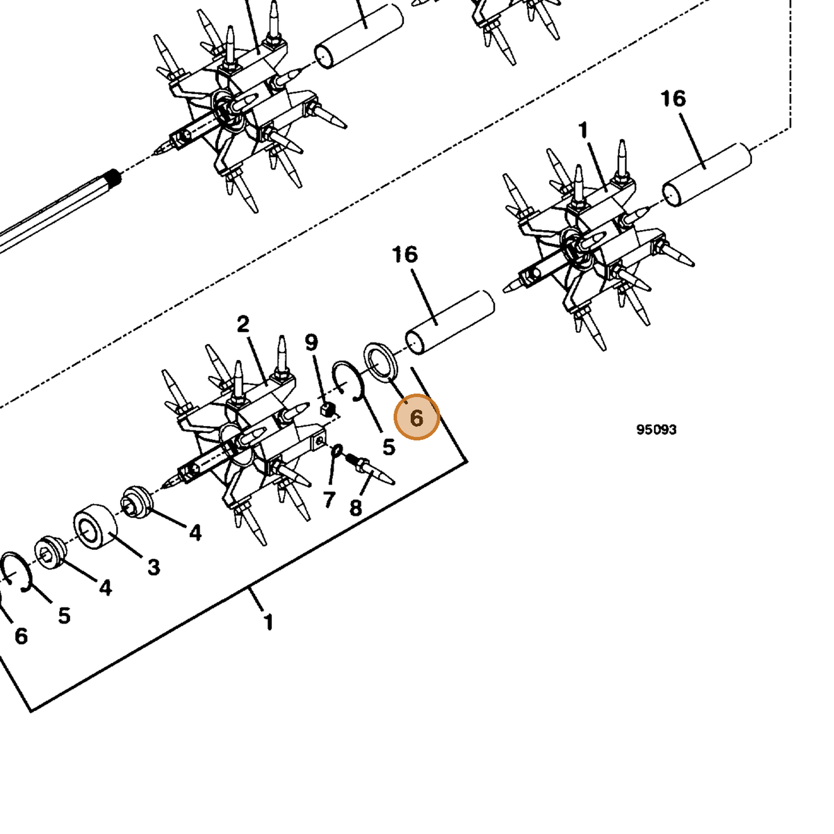 Grasshopper part 126455 — IPL diagram snippet (6x zoom, amber highlight)