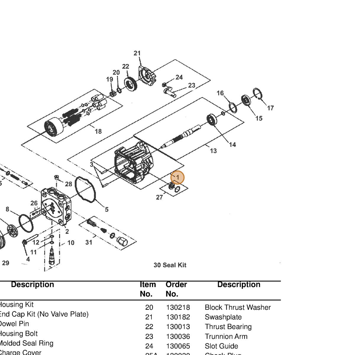 Grasshopper part 130009 — IPL diagram snippet (6x zoom, amber highlight)