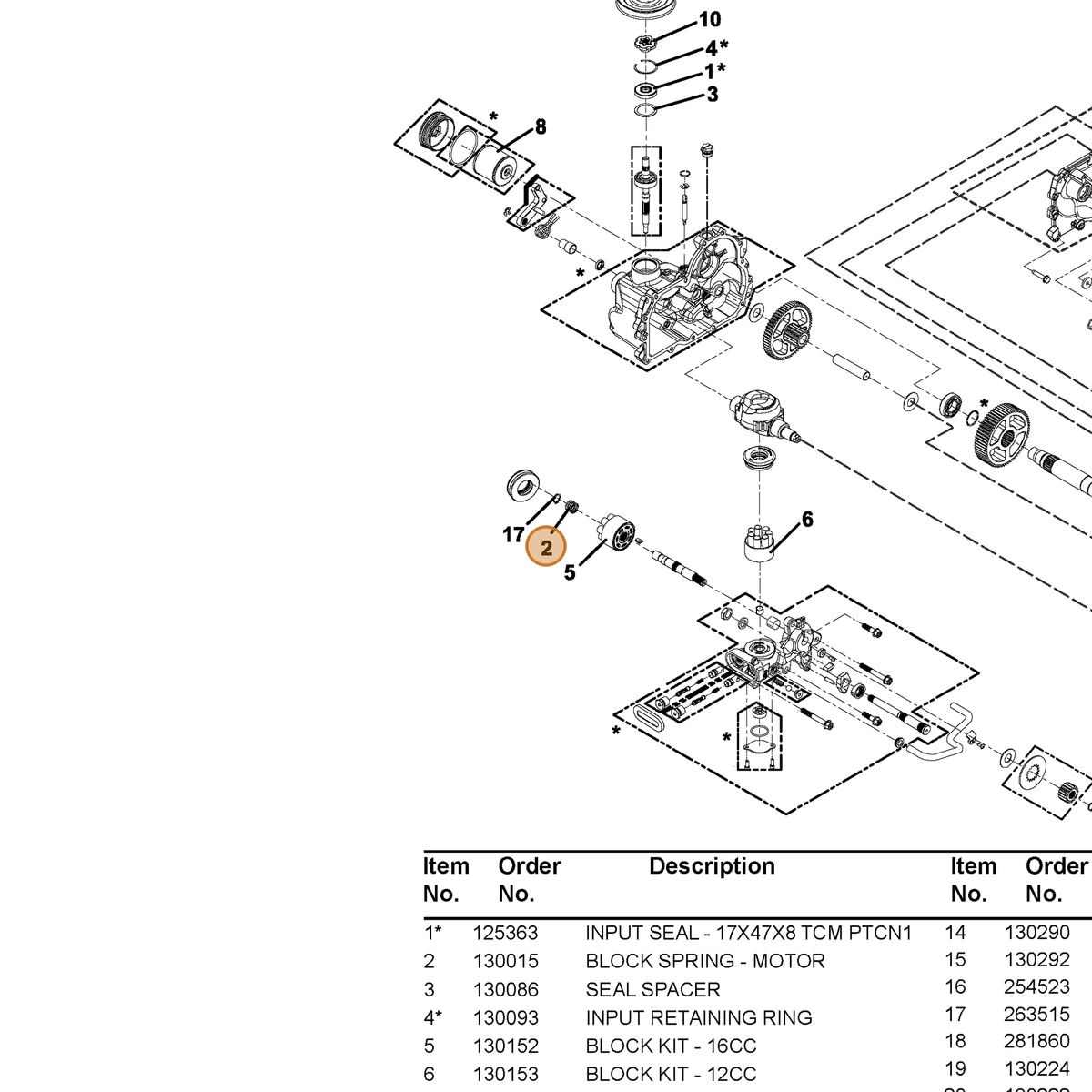 Grasshopper part 130015 — IPL diagram snippet (6x zoom, amber highlight)