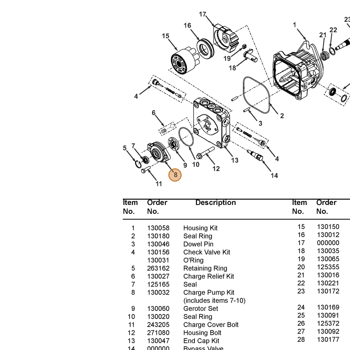 Grasshopper part 130032 — IPL diagram snippet (6x zoom, amber highlight)