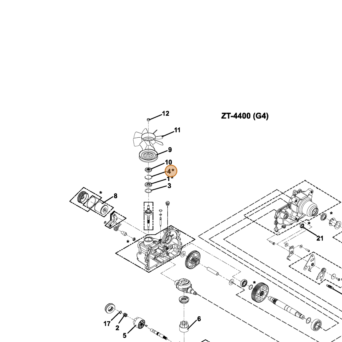 Grasshopper part 130093 — IPL diagram snippet (6x zoom, amber highlight)