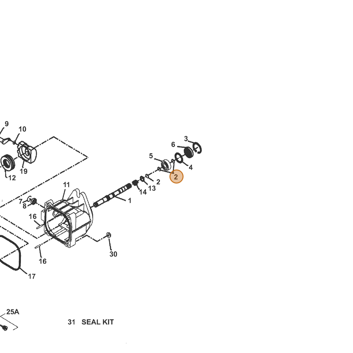 Grasshopper part 130170 — IPL diagram snippet (6x zoom, amber highlight)