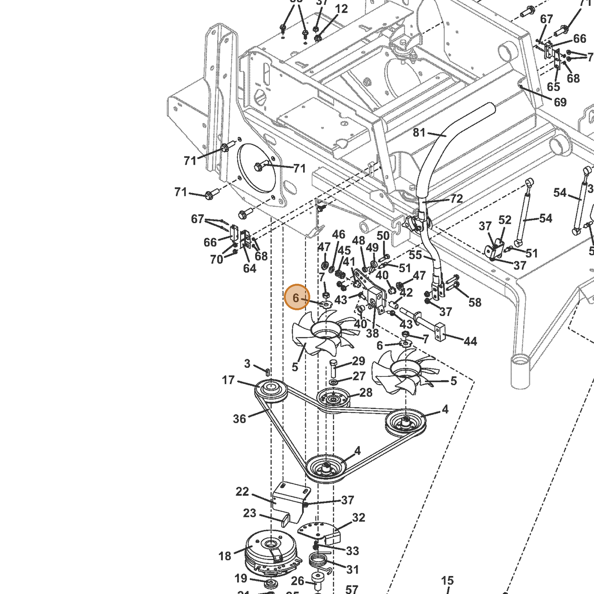 Grasshopper part 130239 — IPL diagram snippet (6x zoom, amber highlight)
