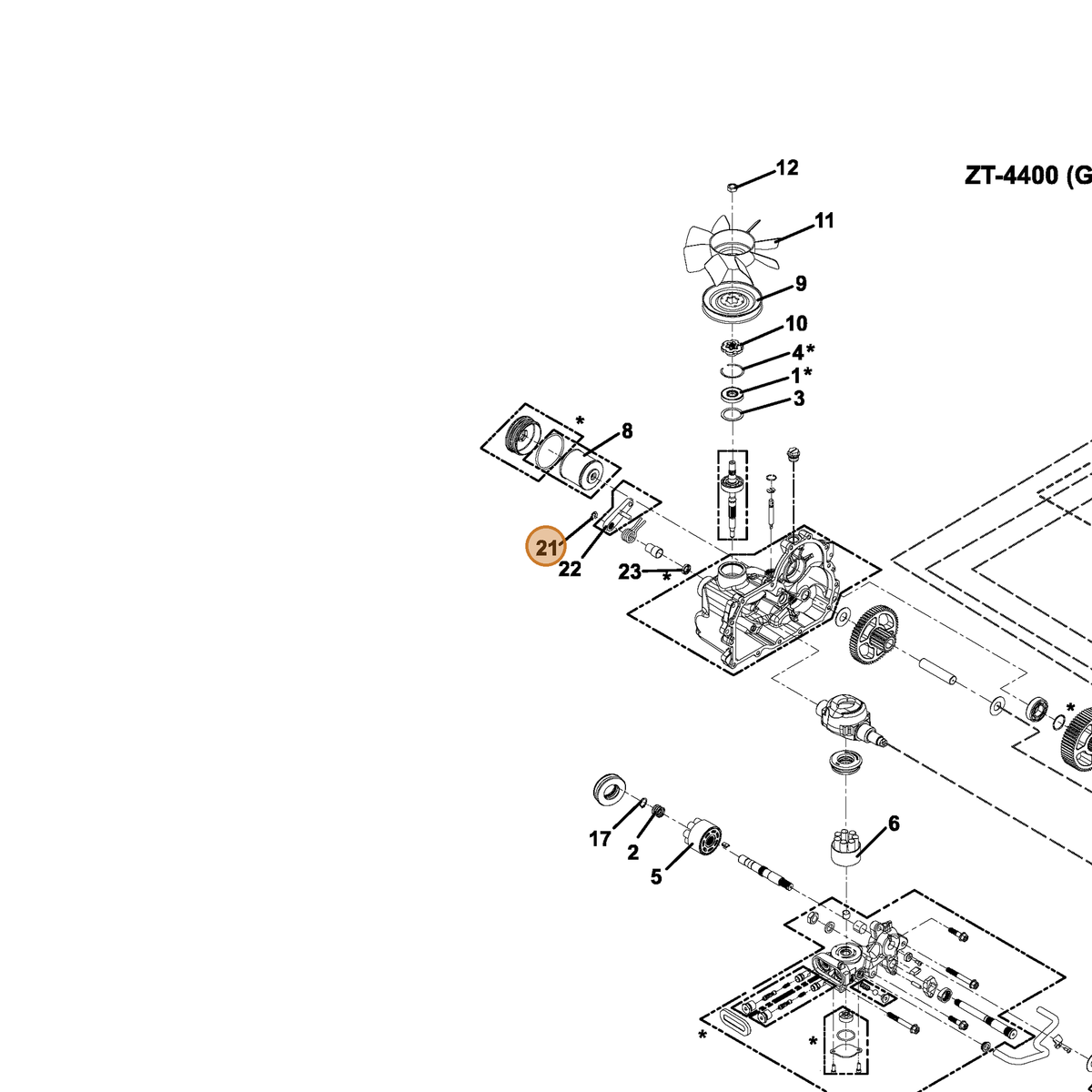 Grasshopper part 130272 — IPL diagram snippet (6x zoom, amber highlight)