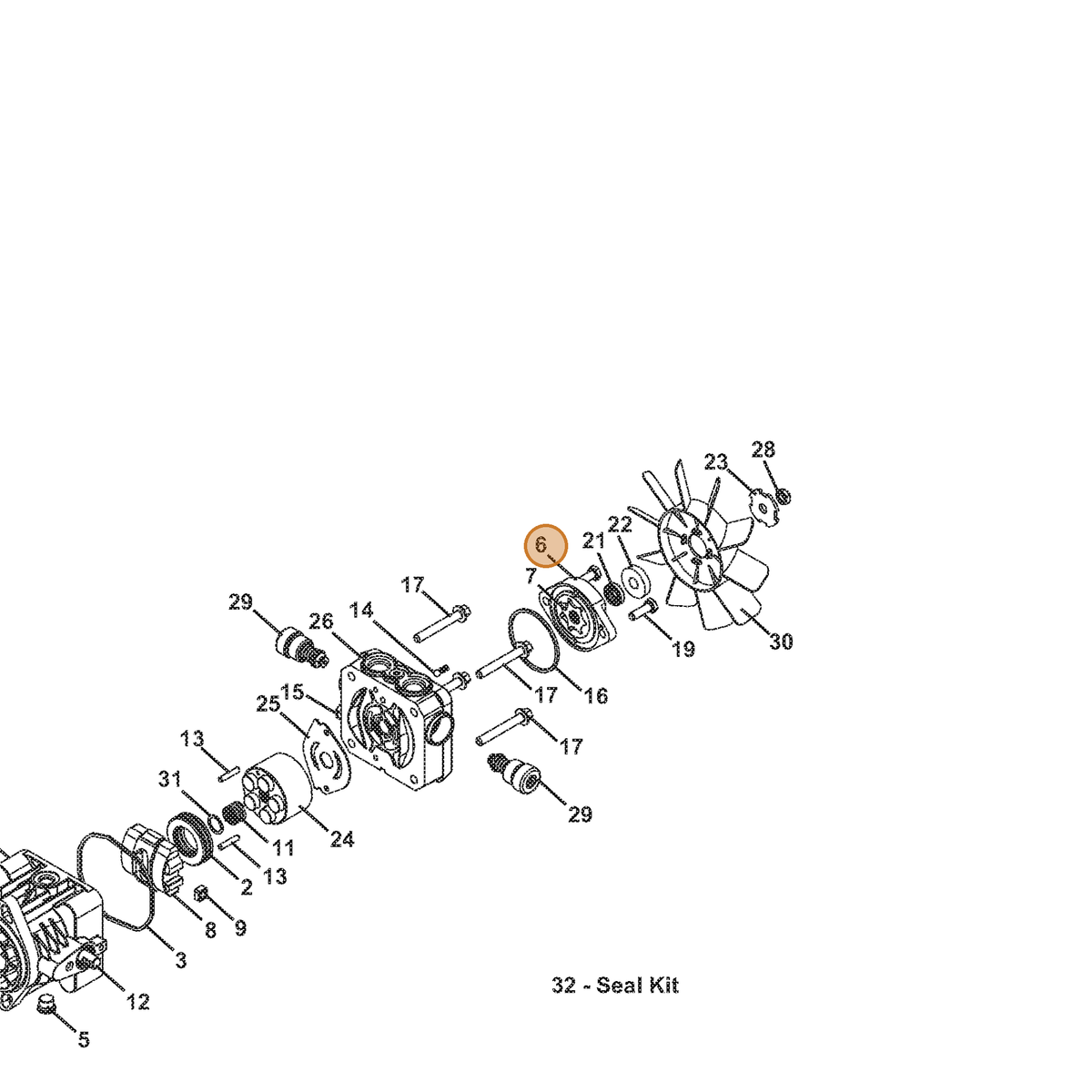 Grasshopper part 130410 — IPL diagram snippet (6x zoom, amber highlight)