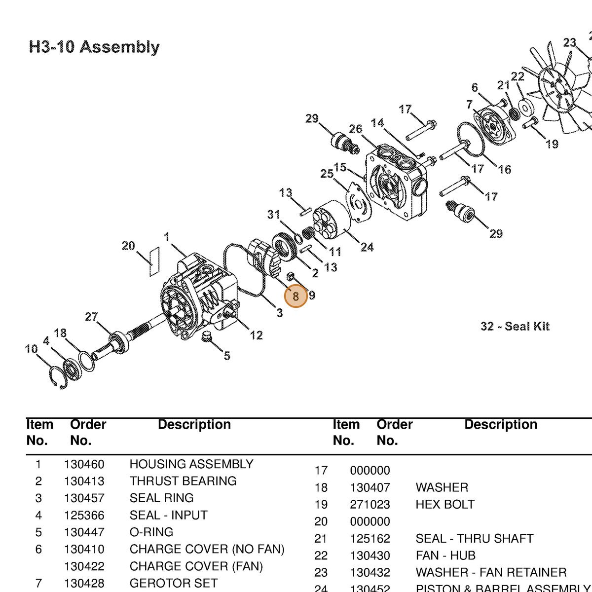 Grasshopper part 130415 — IPL diagram snippet (6x zoom, amber highlight)