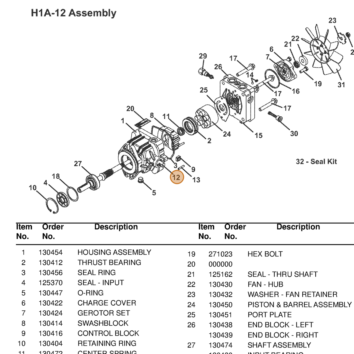 Grasshopper part 130418 — IPL diagram snippet (6x zoom, amber highlight)