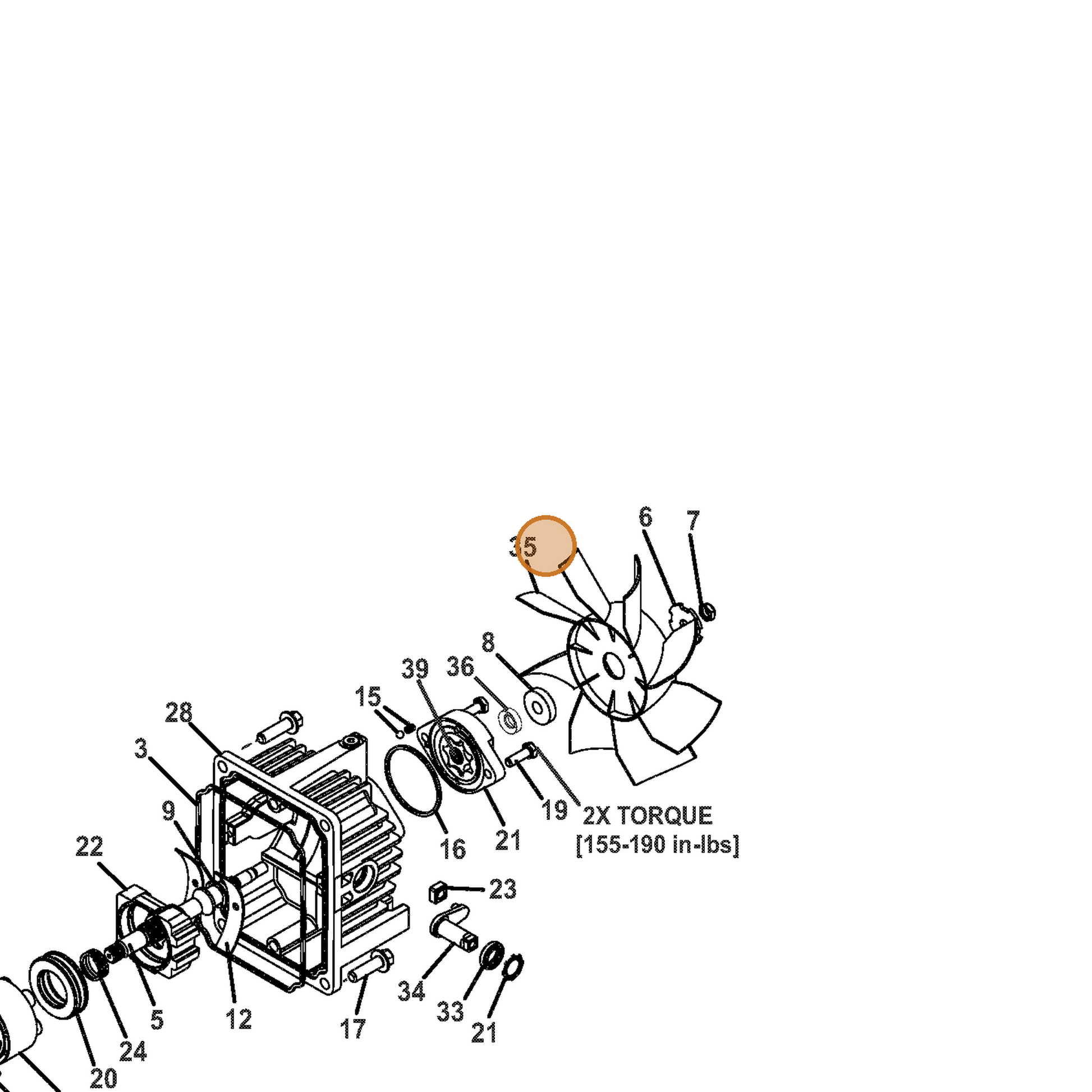 Grasshopper part 130434 — IPL diagram snippet (6x zoom, amber highlight)