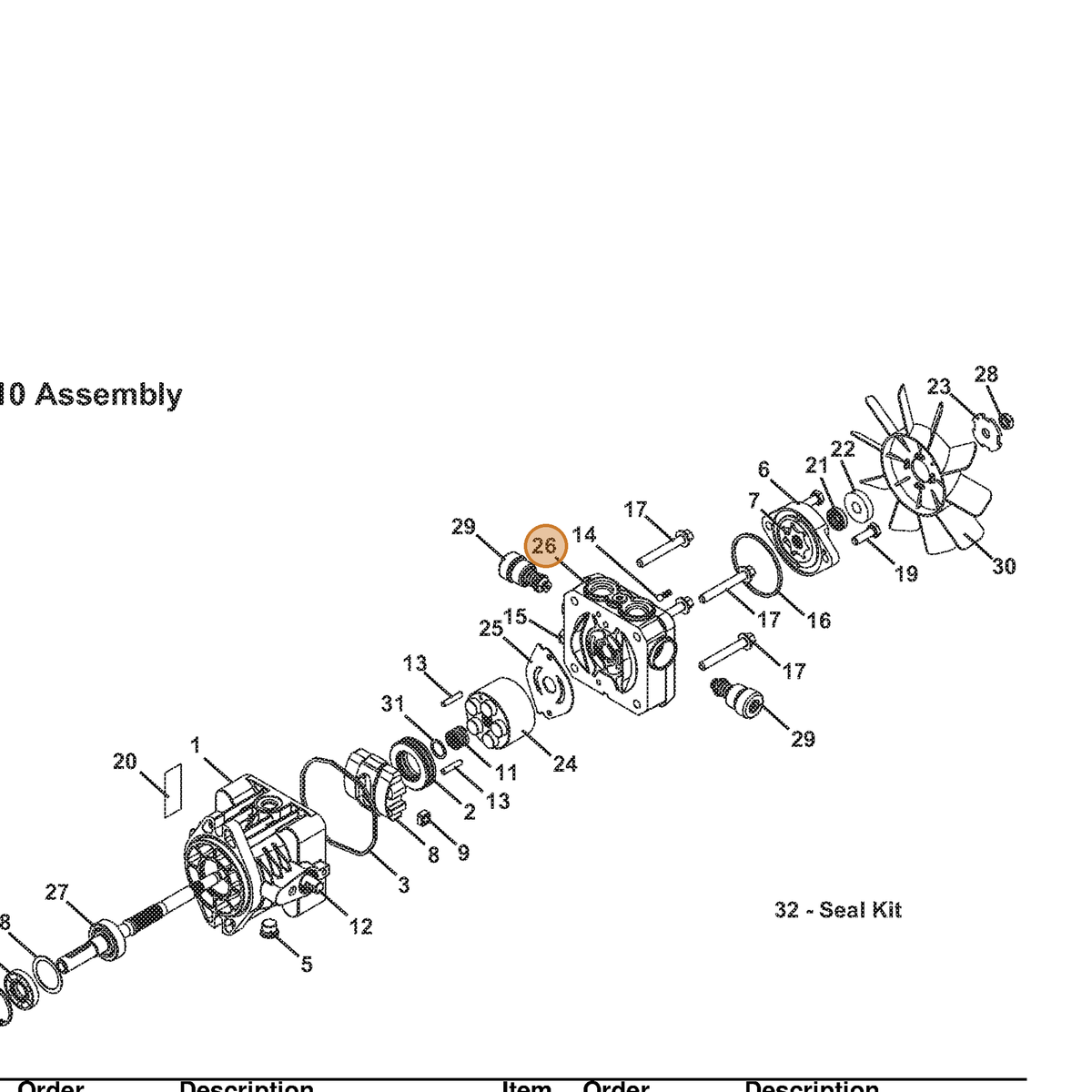 Grasshopper part 130441 — IPL diagram snippet (6x zoom, amber highlight)