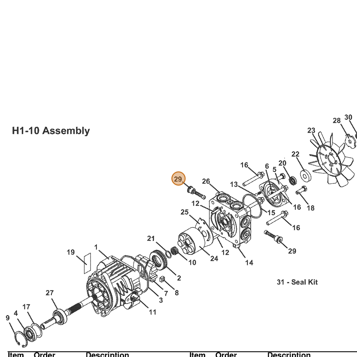 Grasshopper part 130443 — IPL diagram snippet (6x zoom, amber highlight)