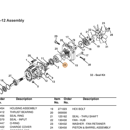 Grasshopper part 130450 — IPL diagram snippet (6x zoom, amber highlight)