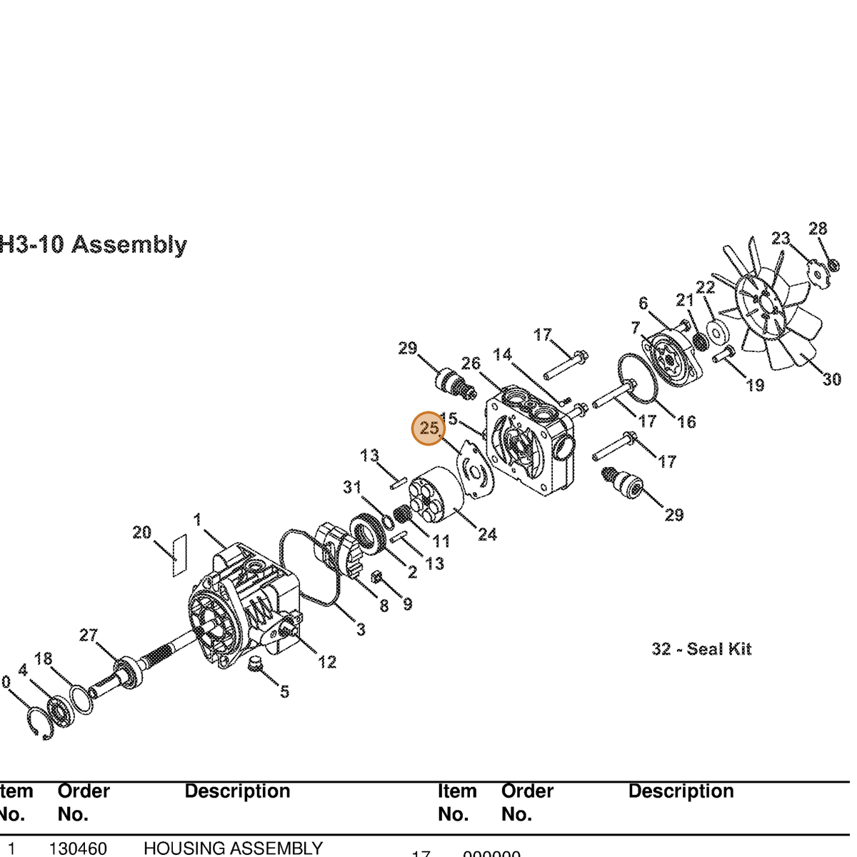 Grasshopper part 130453 — IPL diagram snippet (6x zoom, amber highlight)