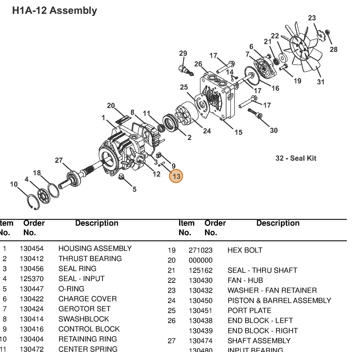Grasshopper part 130458 — IPL diagram snippet (6x zoom, amber highlight)