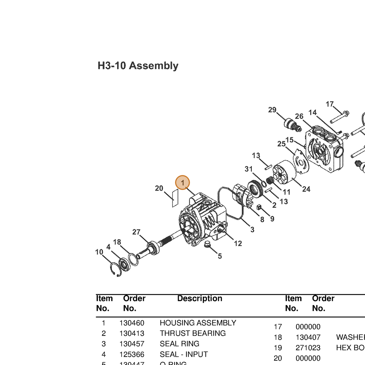 Grasshopper part 130460 — IPL diagram snippet (6x zoom, amber highlight)