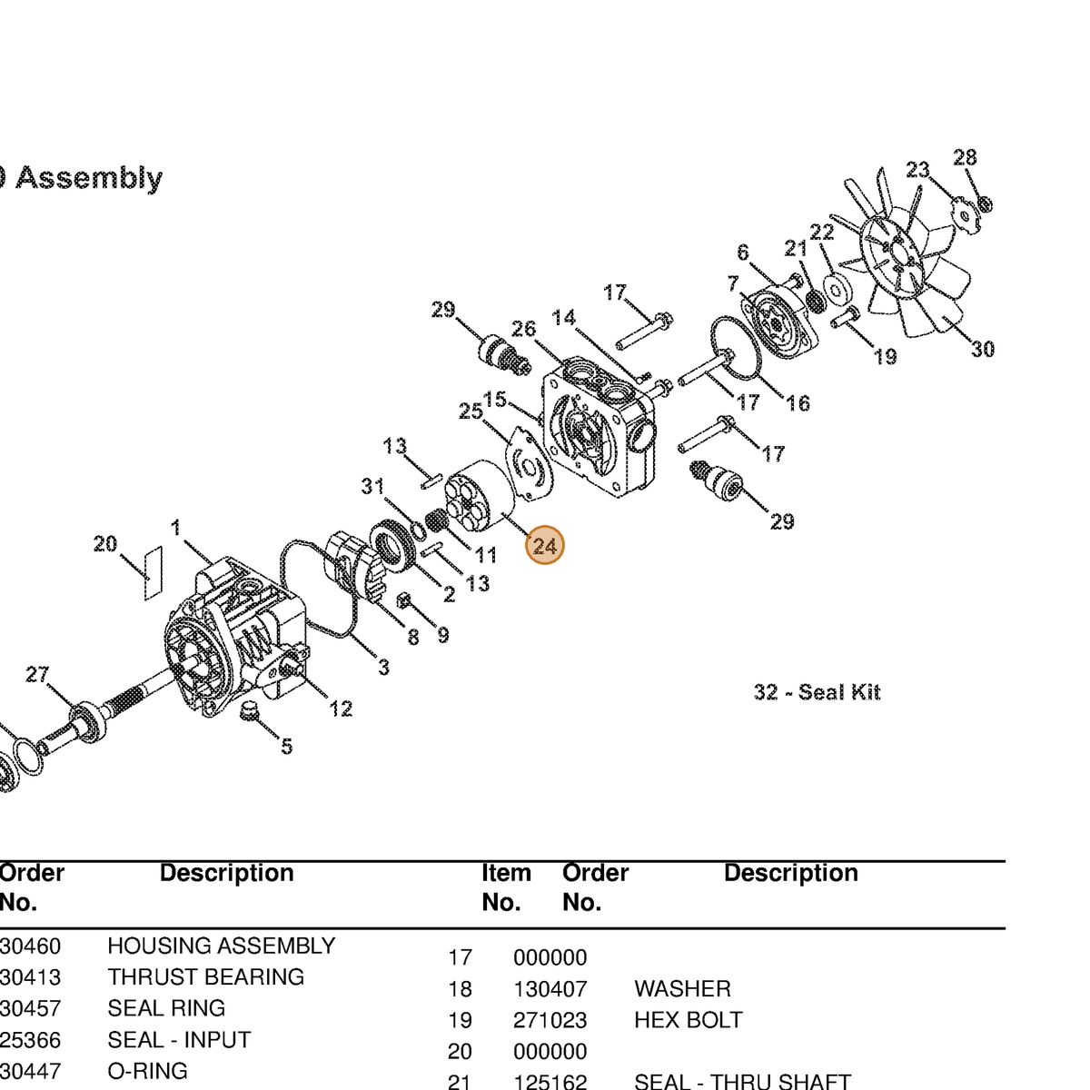 Grasshopper part 130467 — IPL diagram snippet (6x zoom, amber highlight)