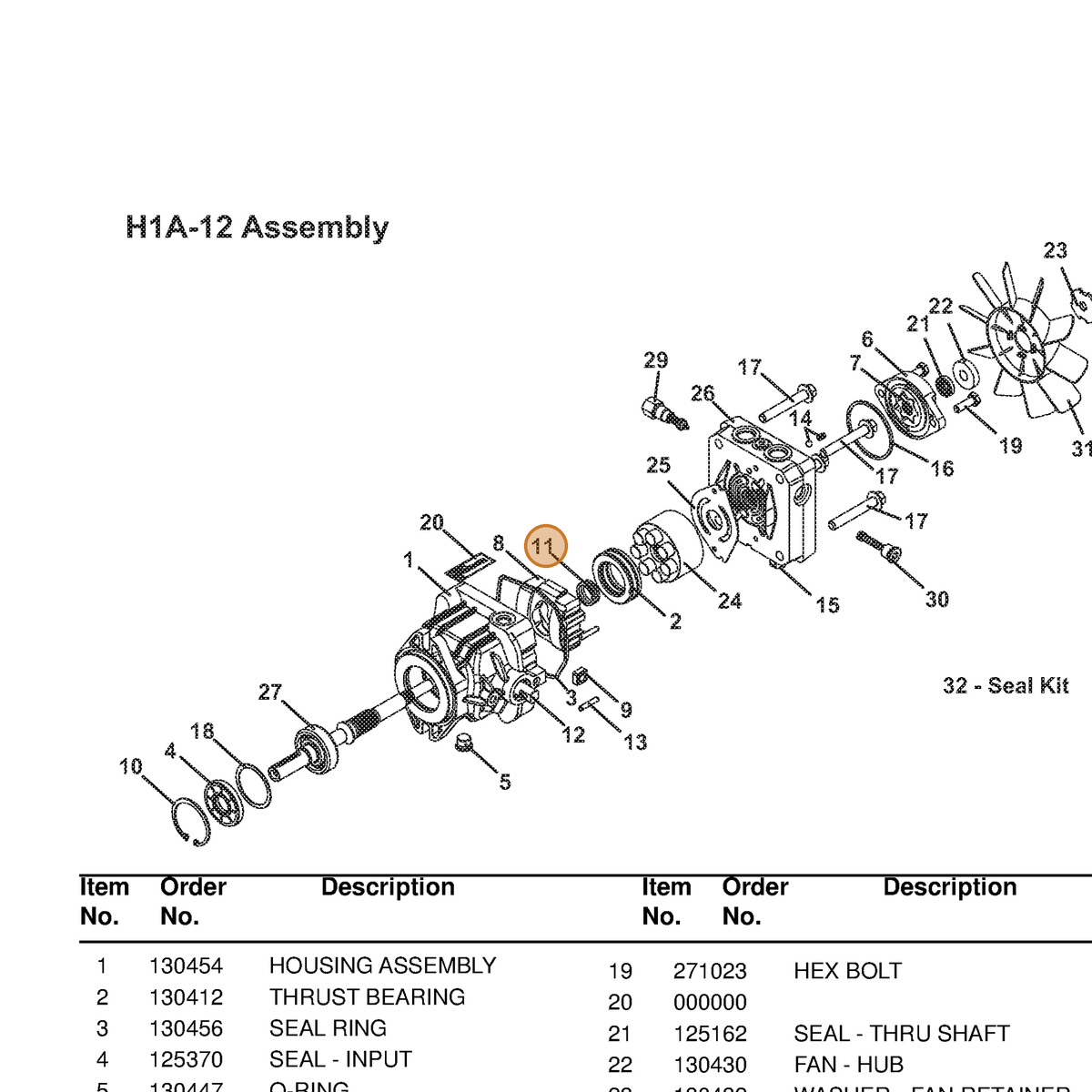 Grasshopper part 130472 — IPL diagram snippet (6x zoom, amber highlight)