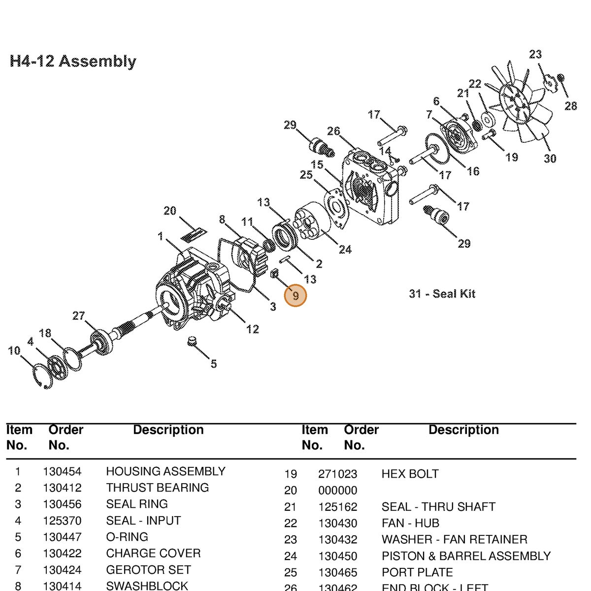 Grasshopper part 130516 — IPL diagram snippet (6x zoom, amber highlight)