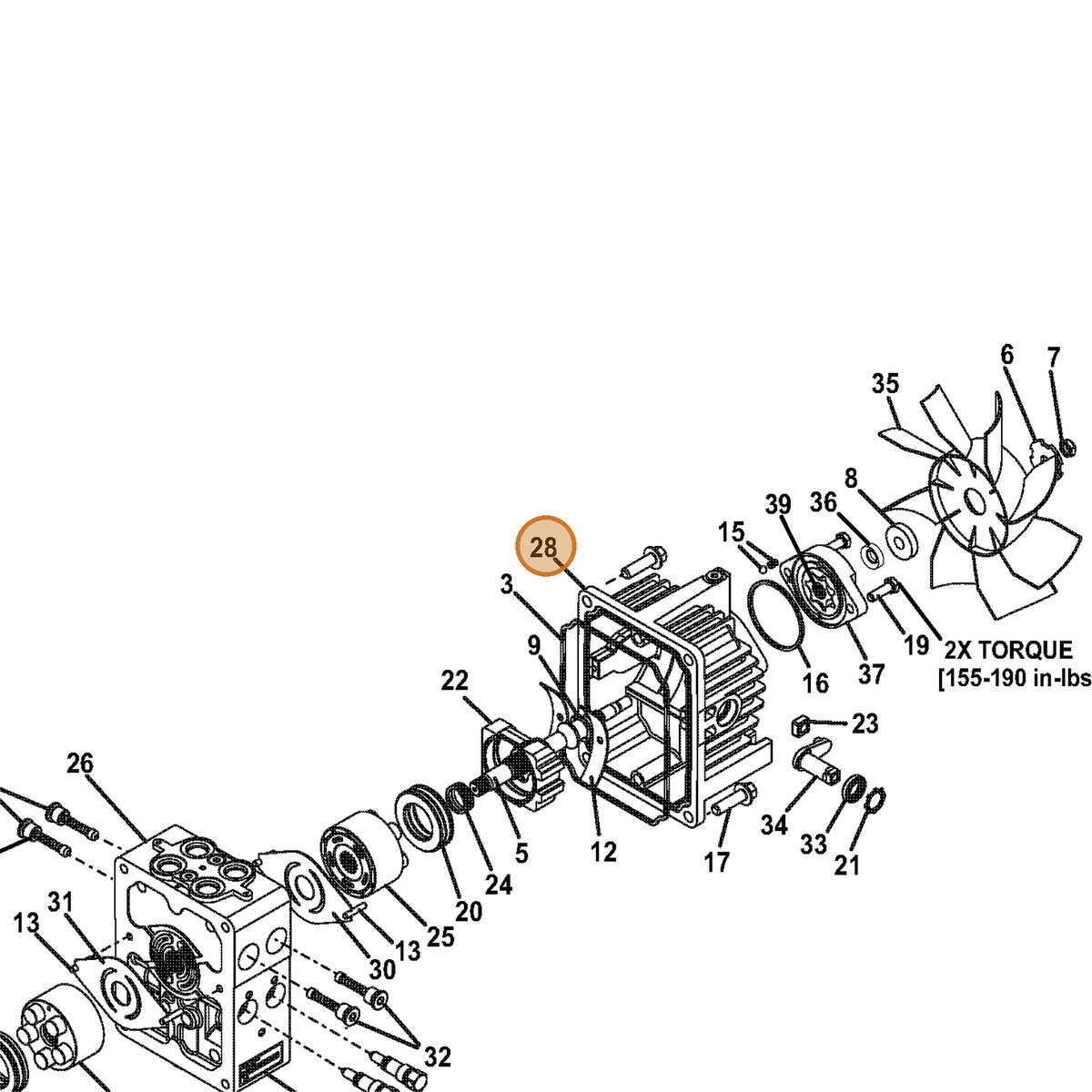 Grasshopper part 130564 — IPL diagram snippet (6x zoom, amber highlight)